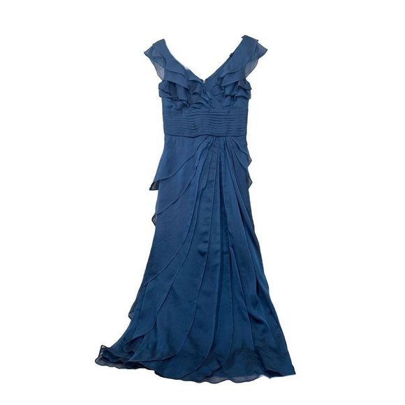 Adrianna Papell Dresses & Skirts - Adrianna Papell Ruffled Poly Silk Chiffon Sleeveless Dress - Blue/Green Size 2